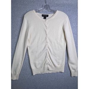 Brooks Brothers Sweater Womens XS 100% Italian Cashmere Ivory Cardigan Imperfect